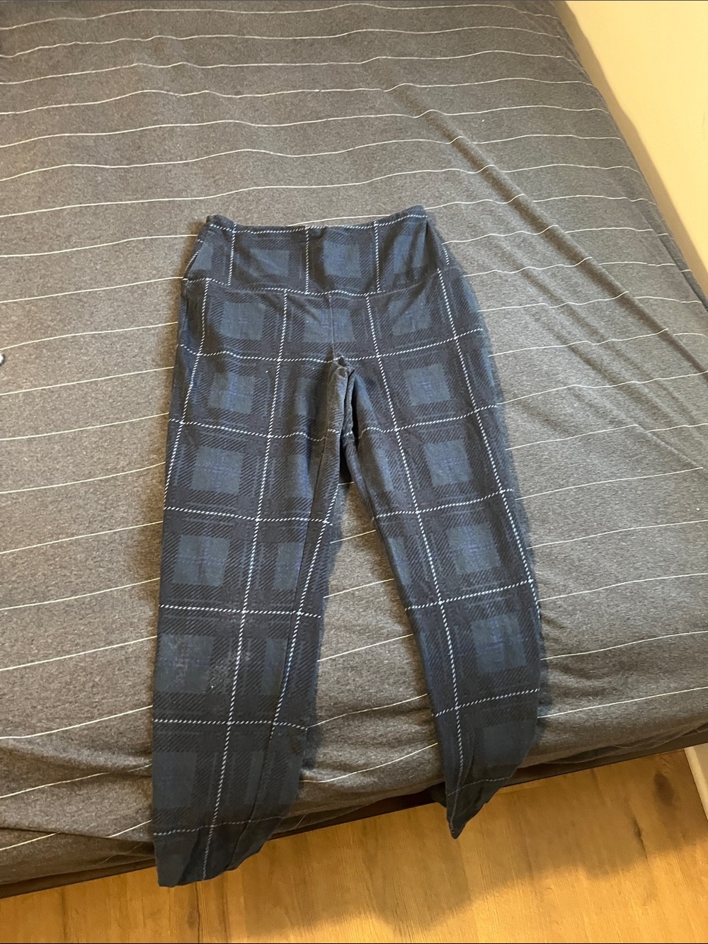 Natural Reflections Black and Navy Plaid Leggings